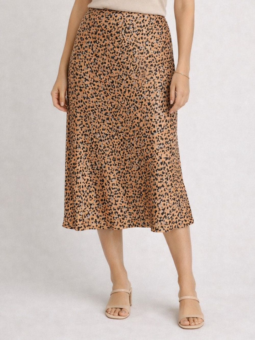 Greylin Leopard Print Satin Skirt Anthropologie Style Brown Black Spring Skirt